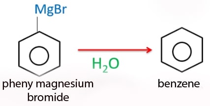 Phenyl magnesium bromide and water